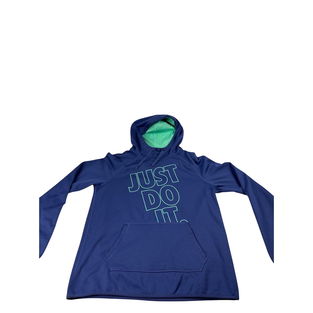 Nike Boys Dri-FIT Hoodie Navy Blue Just Do It Graphic Pullover Size Medium M‎